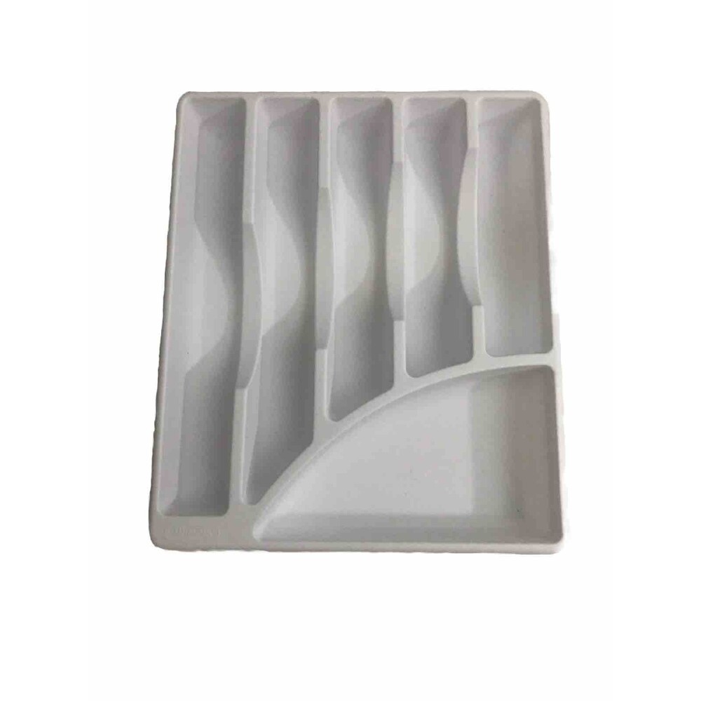 STERILITE Cutlery Tray, 11-3/4 in W, 1-7/8 in D, Plastic, White, 14-1/8" x